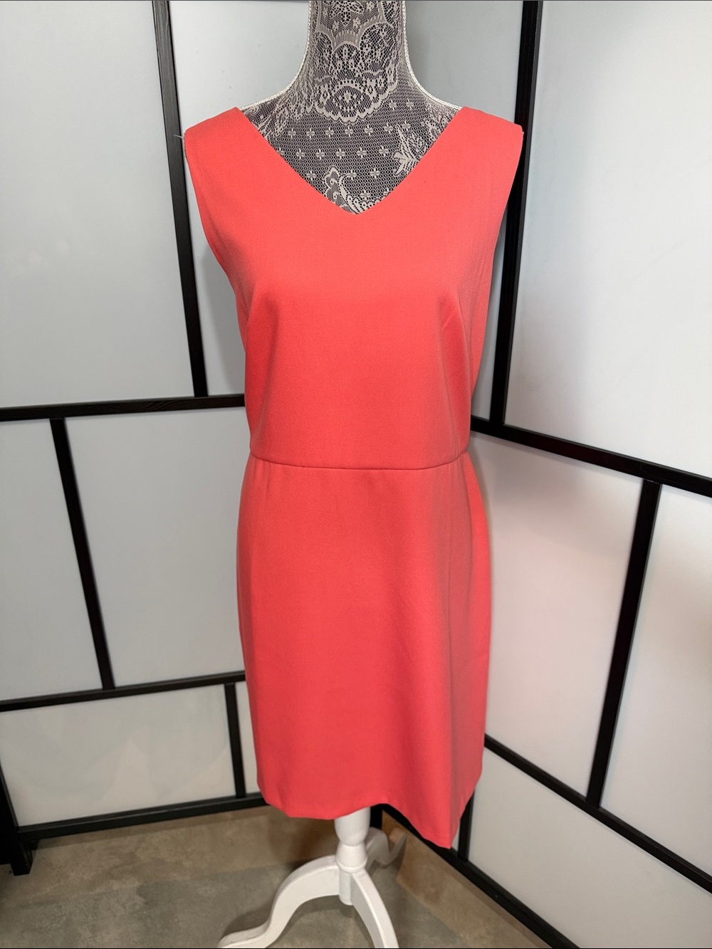 LOFT Coral V-Neck Sleeveless Shift Dress